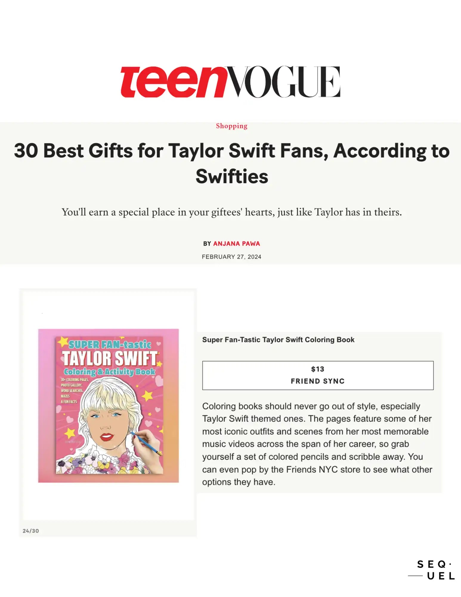 Pink Taylor Swift coloring book with cartoon-style cover artwork.