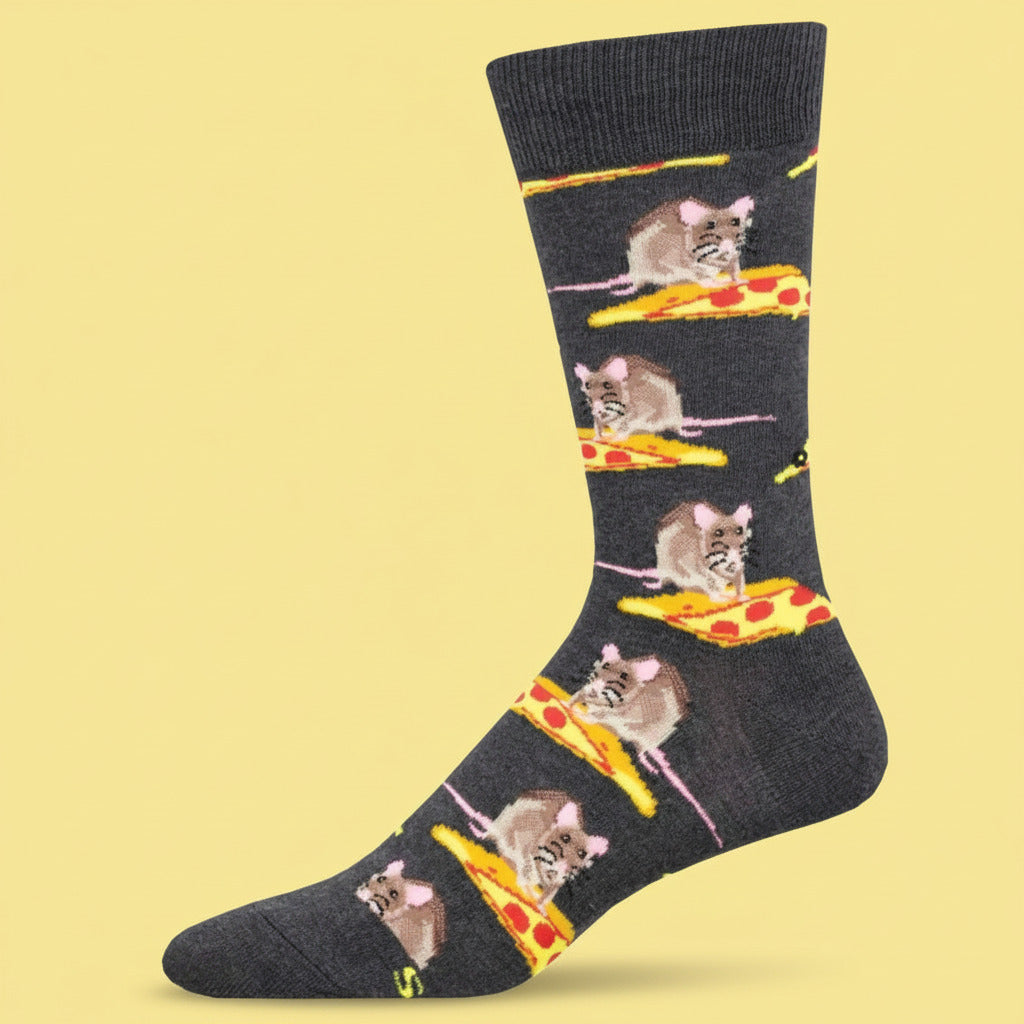 Pizza Rat Men’s Crew Socks Animal Novelty - Sock