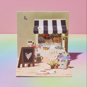 Pop Up Mini Greeting Card - Flower Cart