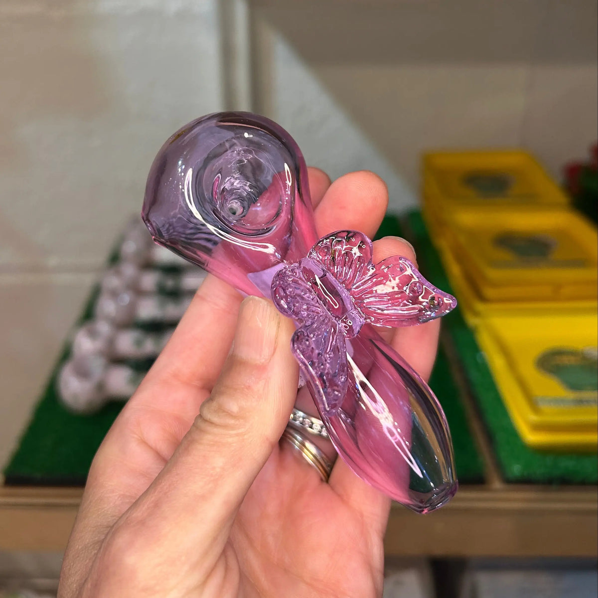 Purple Butterfly Pipe - Translucent Glass Hand Friends Nyc