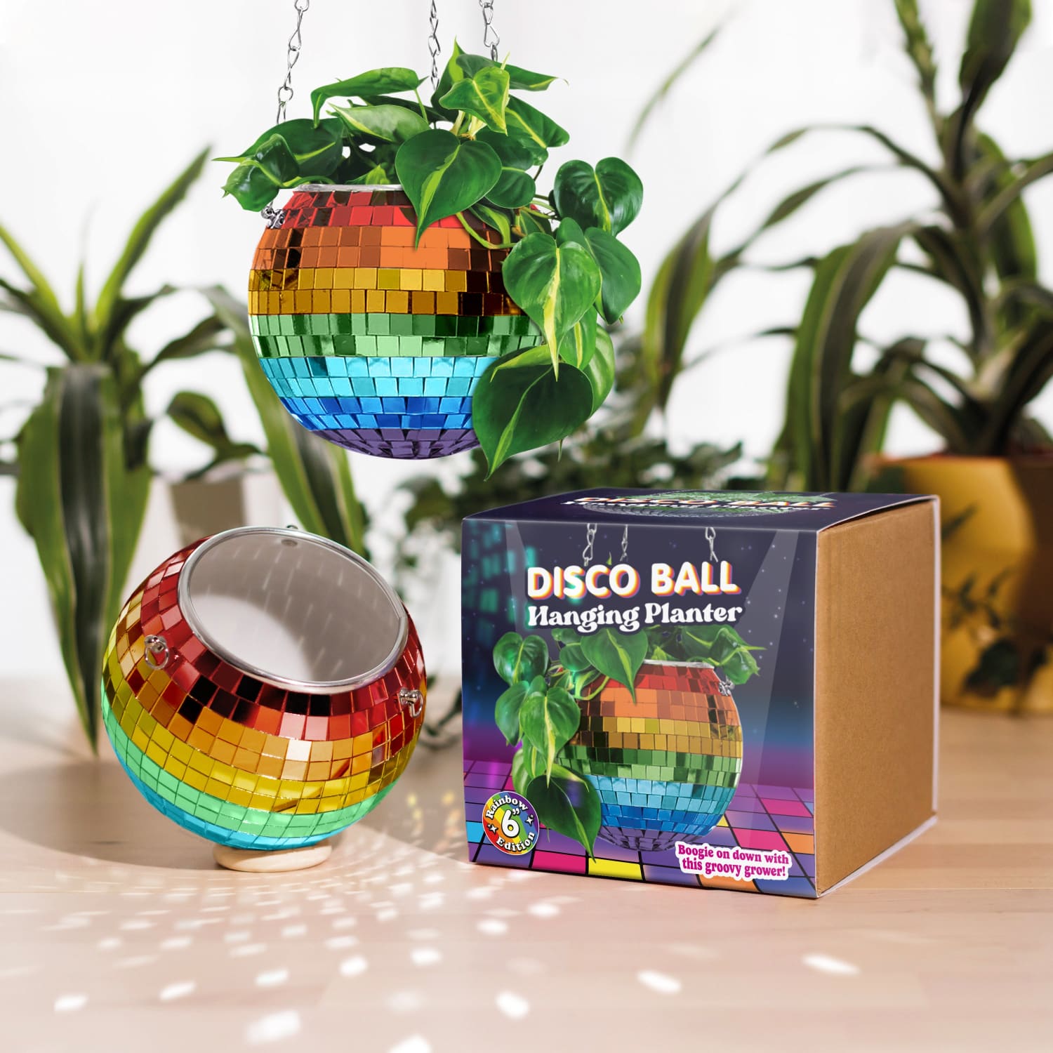 Disco Ball Planter Rainbow 8 0923 - Q323