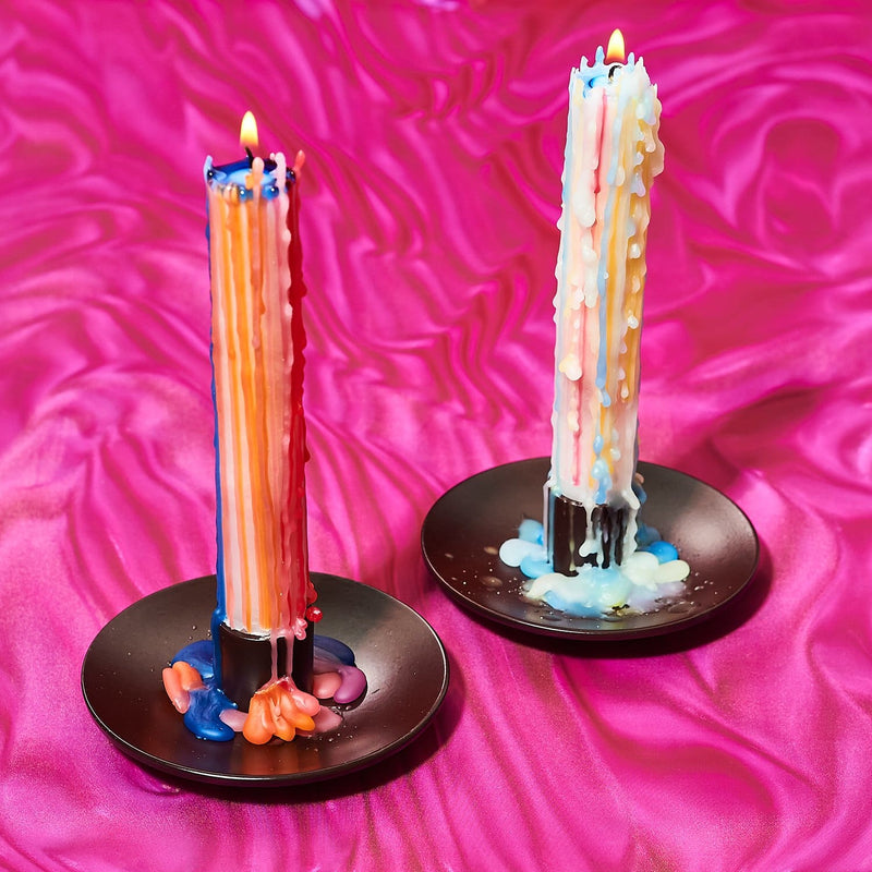Multi Color Rainbow Drip Candles