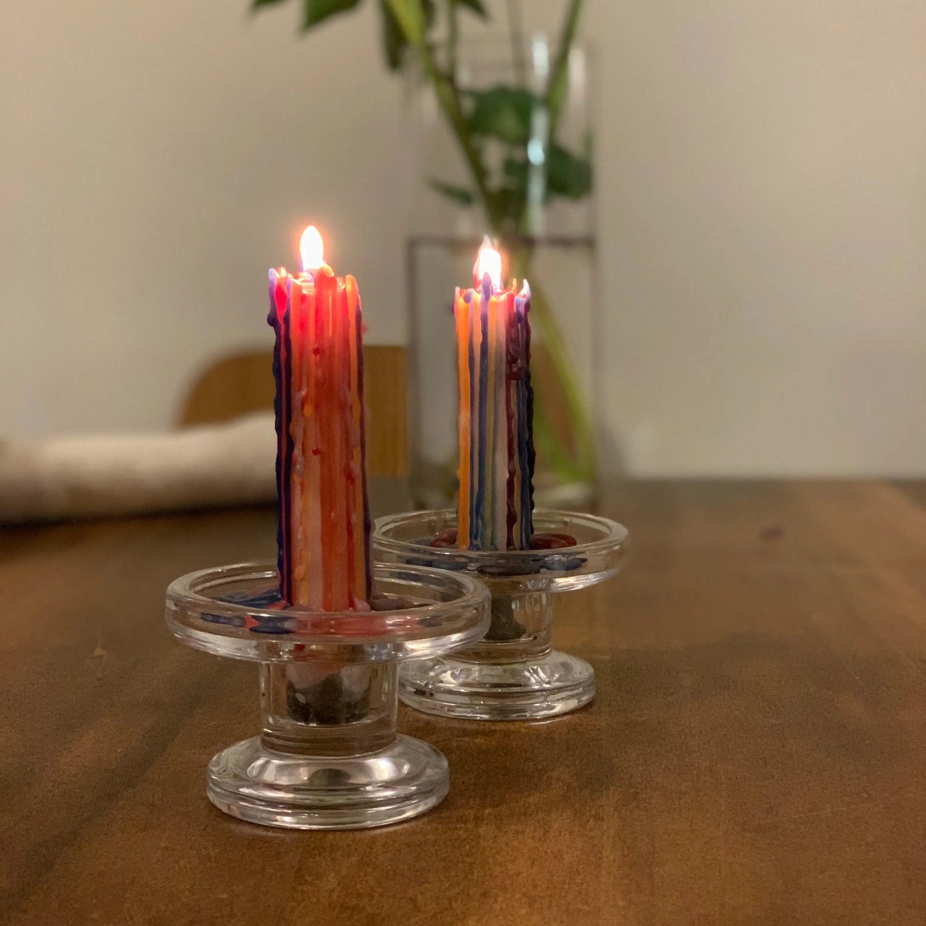 Rainbow Drip Taper Candles Multi Color