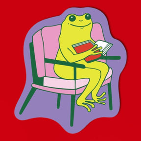 Reading Froggy Sticker Decorative Sticker - Frog - Gag Gift