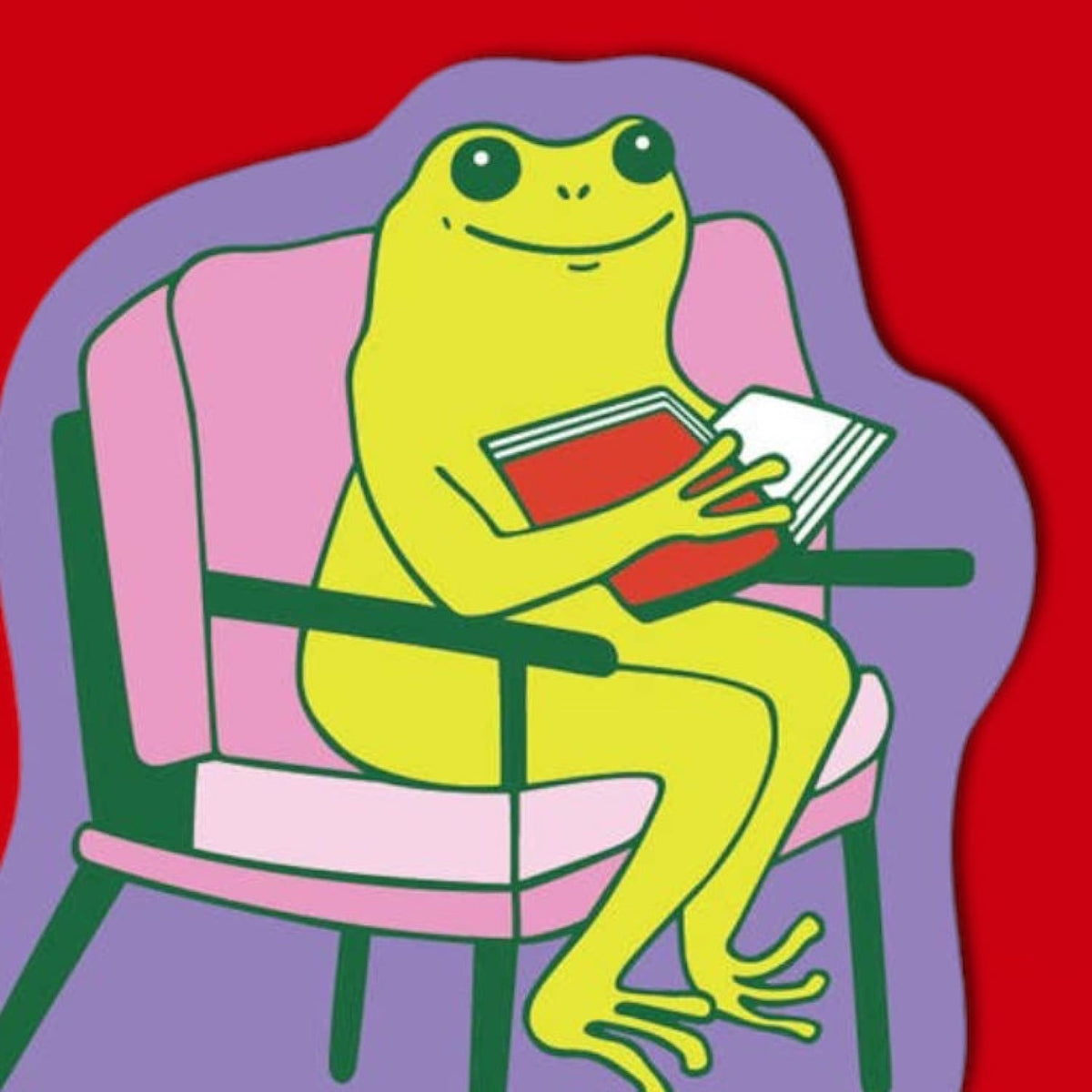 Reading Froggy Sticker Decorative Sticker - Frog - Gag Gift