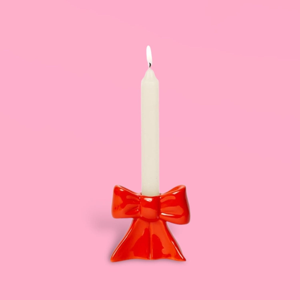 Red Bow Candle Holder Candle - Ceramic - Doiy - Web1024