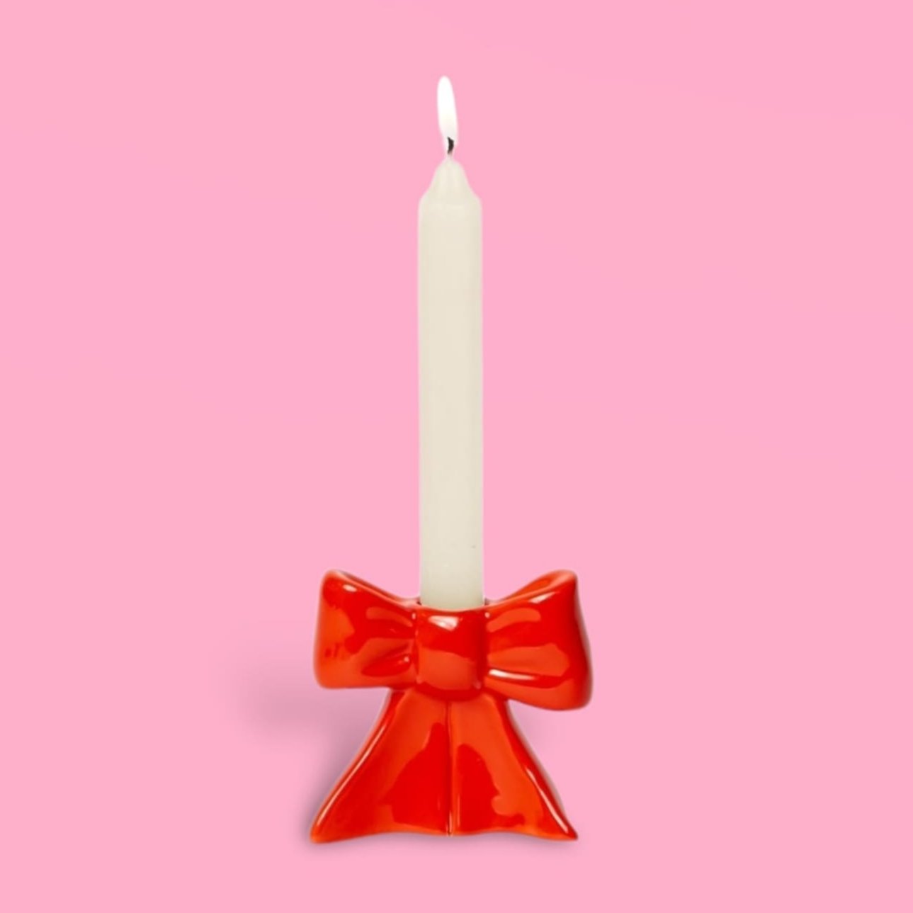 Red Bow Candle Holder Candle - Ceramic - Doiy - Web1024