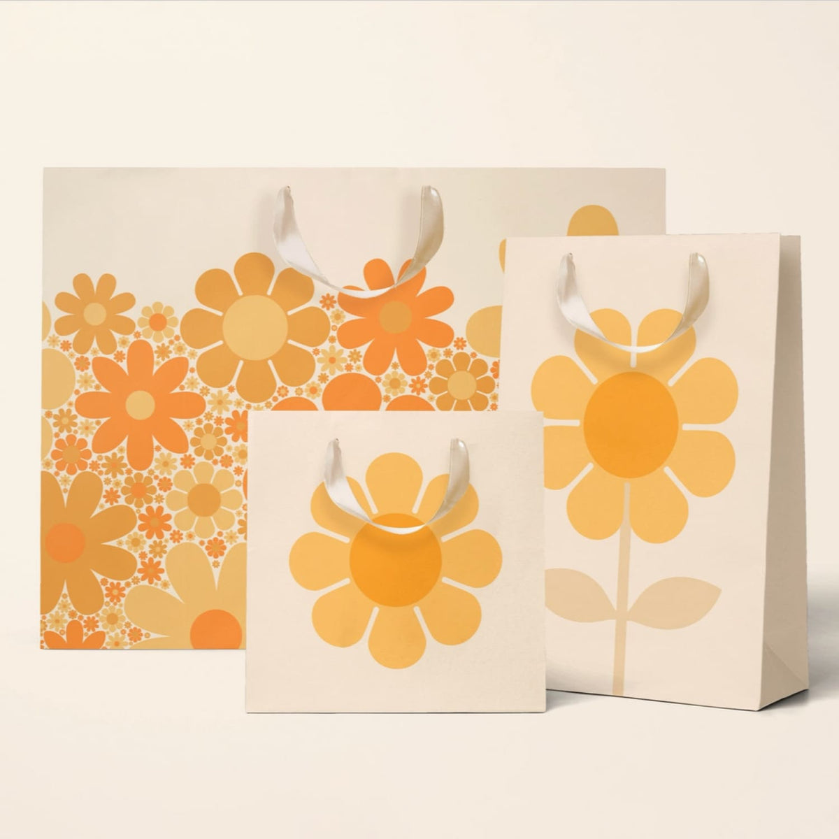 Retro Flower Gift Bag Flower Print - Gift Bag - Bags + Wrap