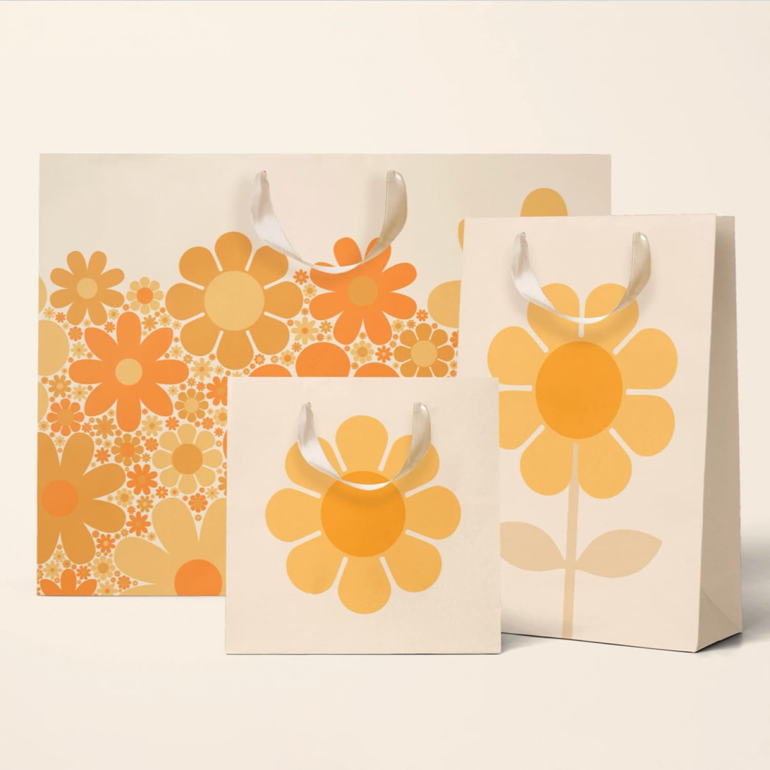 Retro Flower Gift Bag Flower Print - Gift Bag - Bags + Wrap