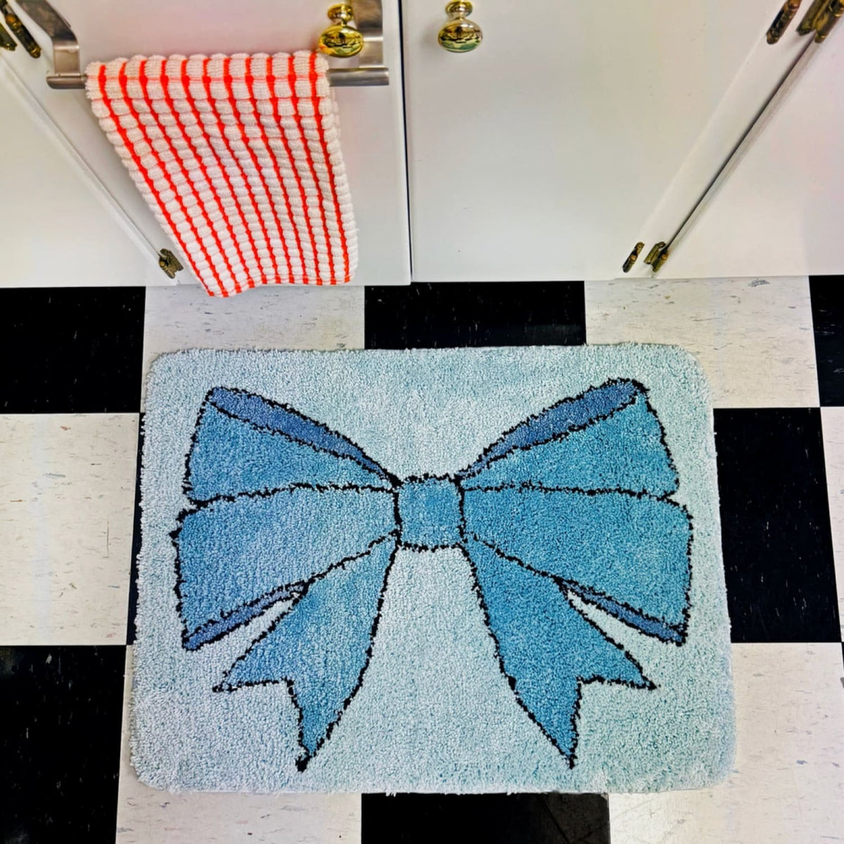 Ribbon Bow Rug Accent - Home Decor Kitsch Maximalist Novelty