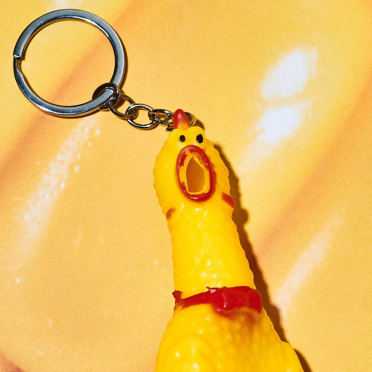 Rubber Chicken Screaming Keychain Accessory - Fake Food