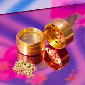 Four Tier Gold Grinder Brushed Brass - Gold - Elevated Smoke