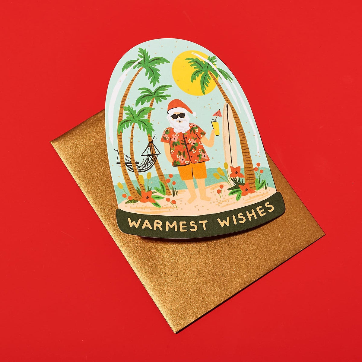 Santa on Holiday Warm Wishes Card Cardsholiday - Christmas 
