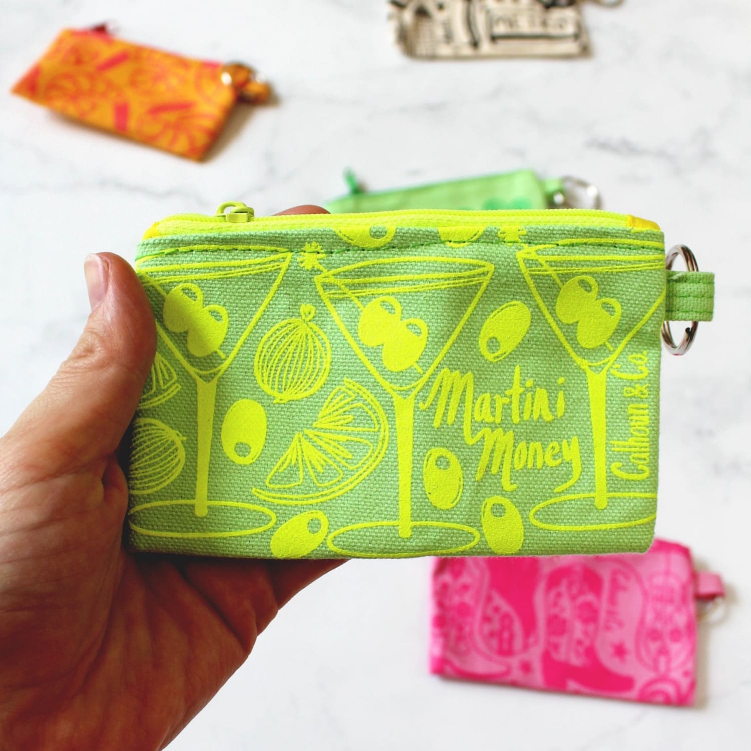 Screenprinted Coin Pouch and Keyring Back to School - Bags
