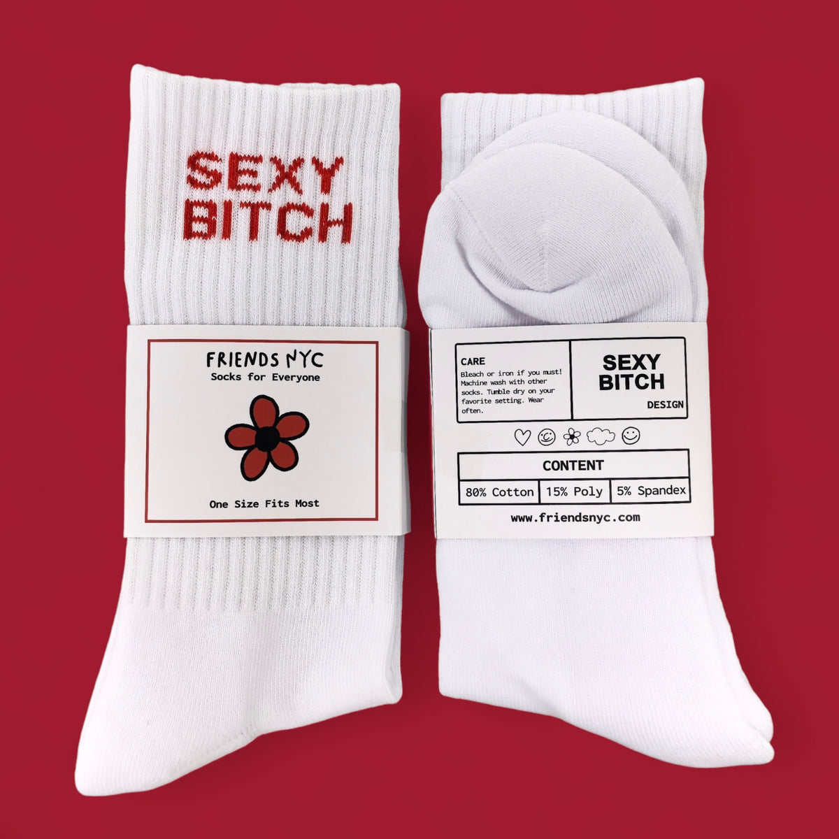 Friends NYC Red Sexy Bitch Tube Socks - Unisex