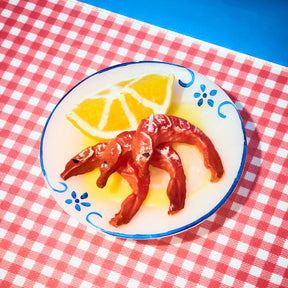 Shrimp Plate Small Blue Line Candle 2352 Candle