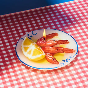 Shrimp Plate Small Blue Line Candle 2352 Candle