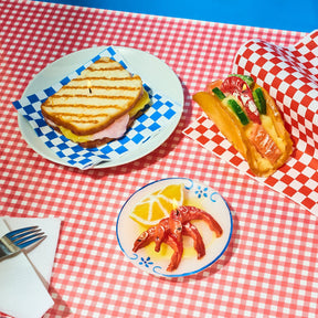 Shrimp Plate Small Blue Line Candle 2352 Candle