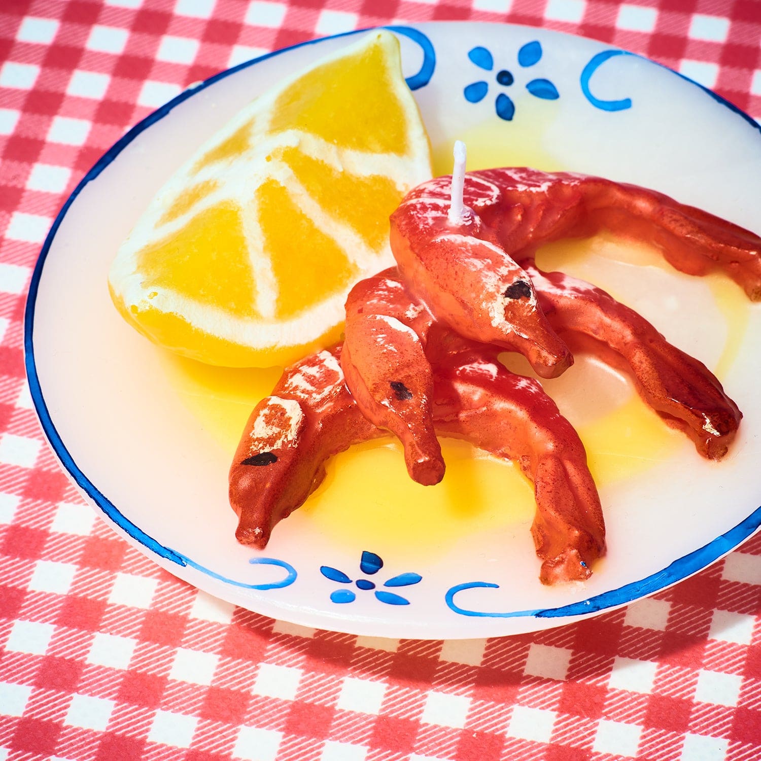 Shrimp Plate Small Blue Line Candle 2352 Candle