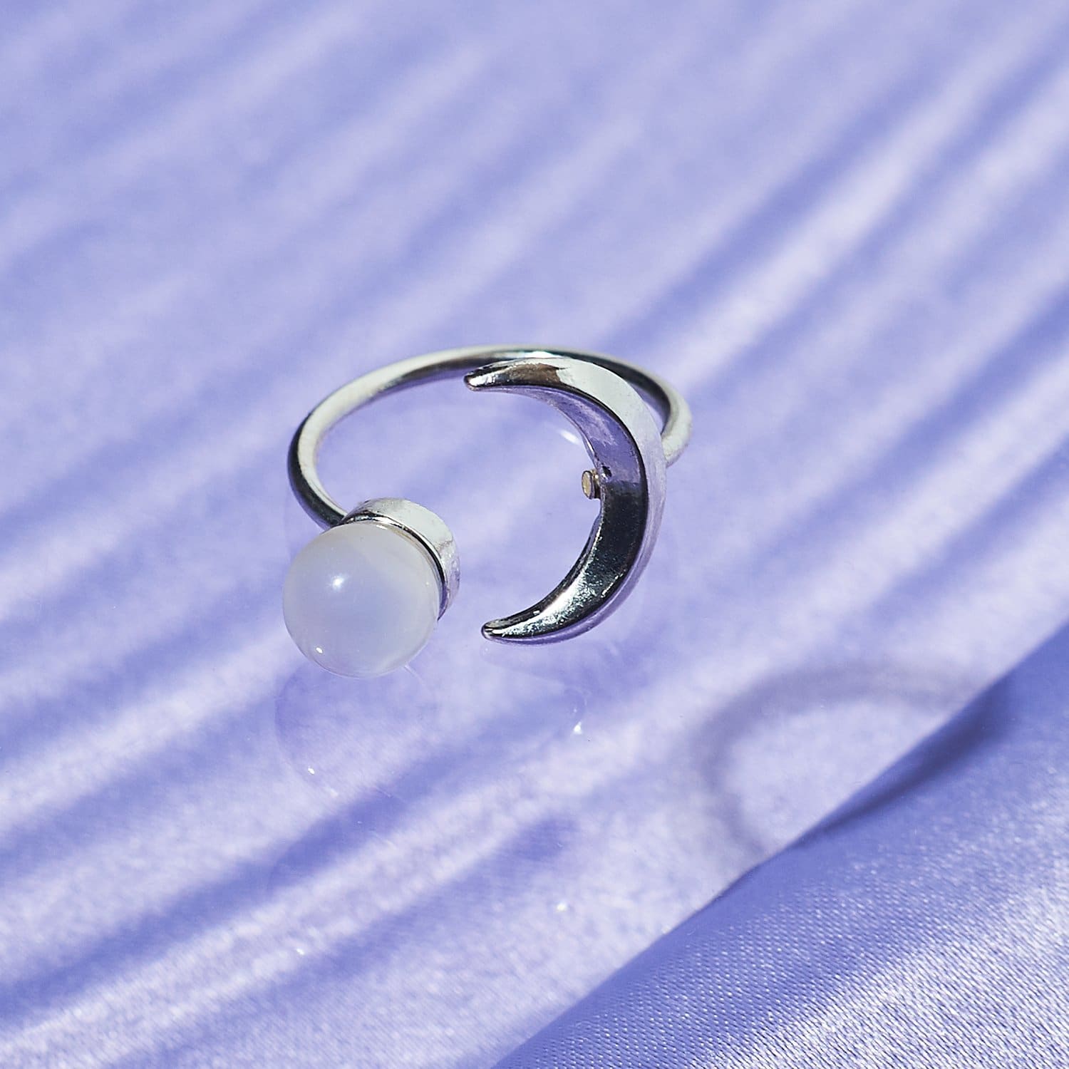 Silver Plated Moonstone Ring 90s - Friends Her/them - 