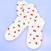 Strawberry Print Socks Crew Socks - Fake Food - Novelty -