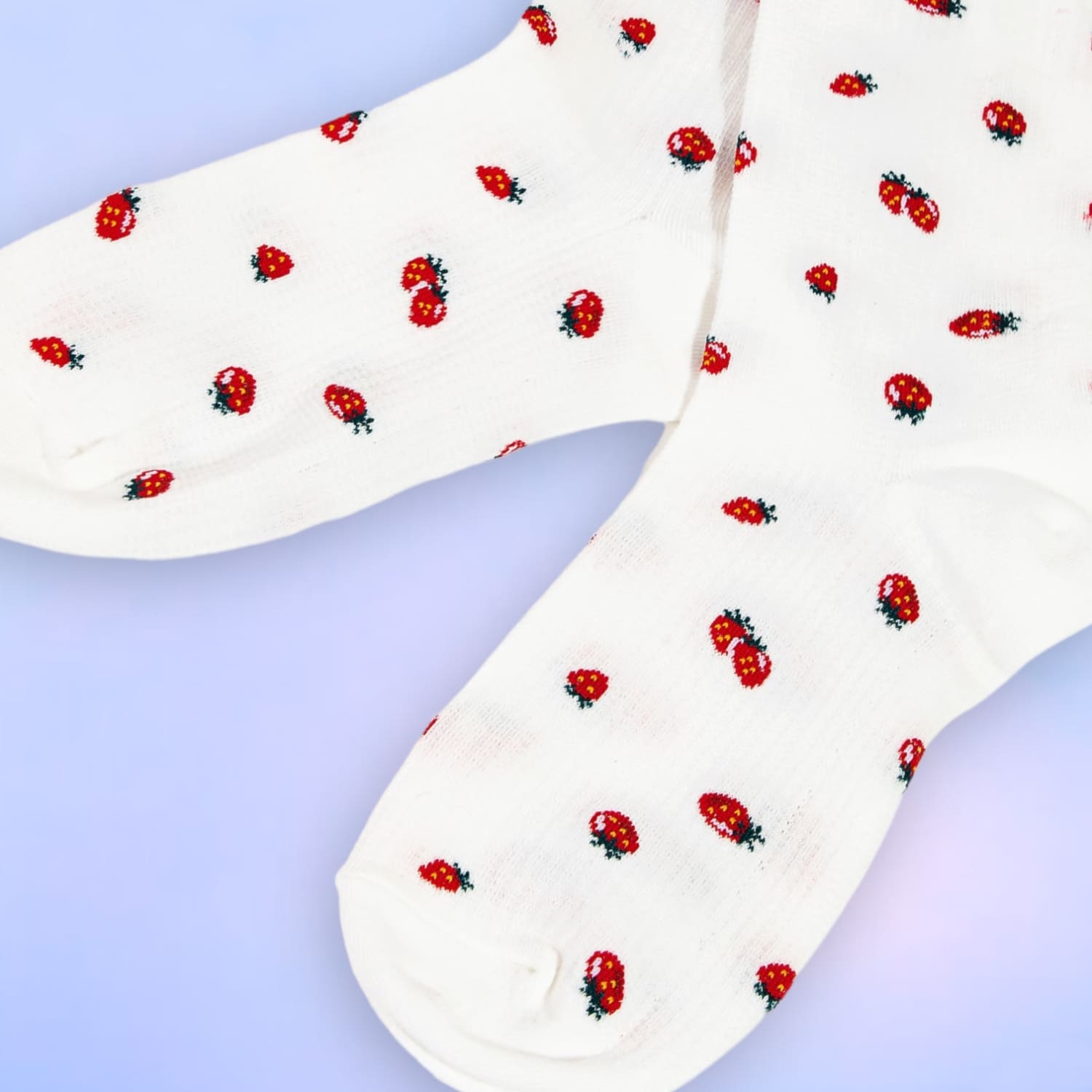 Strawberry Print Socks Crew Socks - Fake Food - Novelty -