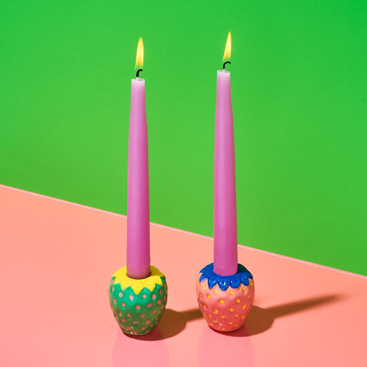 Strawberry Taper Candle Holder Set Candle - Web0224