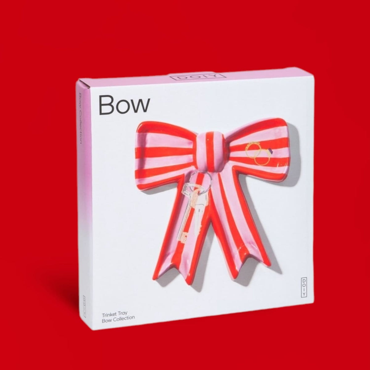 Striped Bow Trinket Tray Bow - Boxed - Ceramic - Coquette