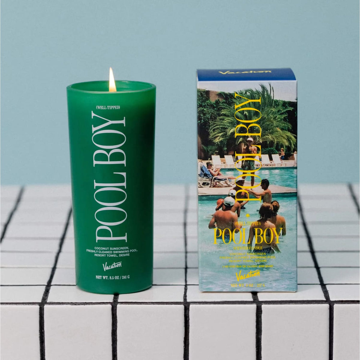 Vacation Well-tipped Pool Boy Pillar Candle 80s - 90s