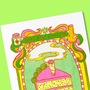 Wake Bake Eat Cake Birthday Greeting Card A2 - Birthday