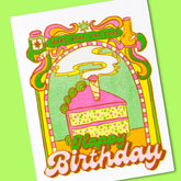 Wake Bake Eat Cake Birthday Greeting Card A2 - Birthday