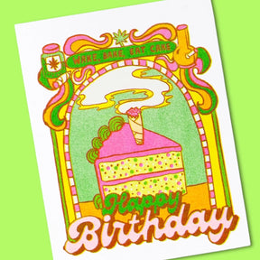 Wake Bake Eat Cake Birthday Greeting Card A2 - Birthday