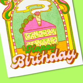 Wake Bake Eat Cake Birthday Greeting Card A2 - Birthday