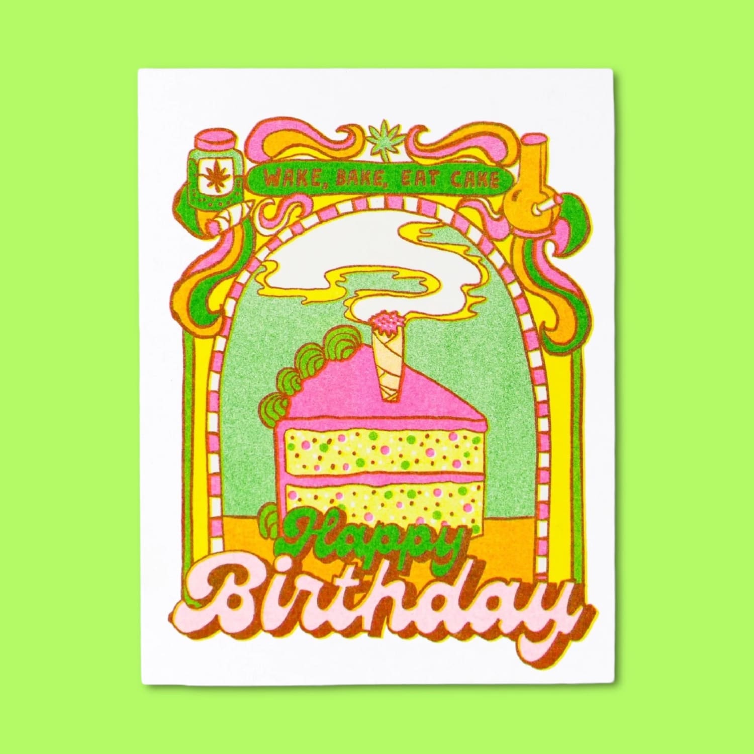 Wake Bake Eat Cake Birthday Greeting Card A2 - Birthday