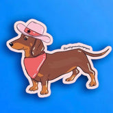 Weenie Dog Cowboy Sticker Dachshund - Decorative Sticker