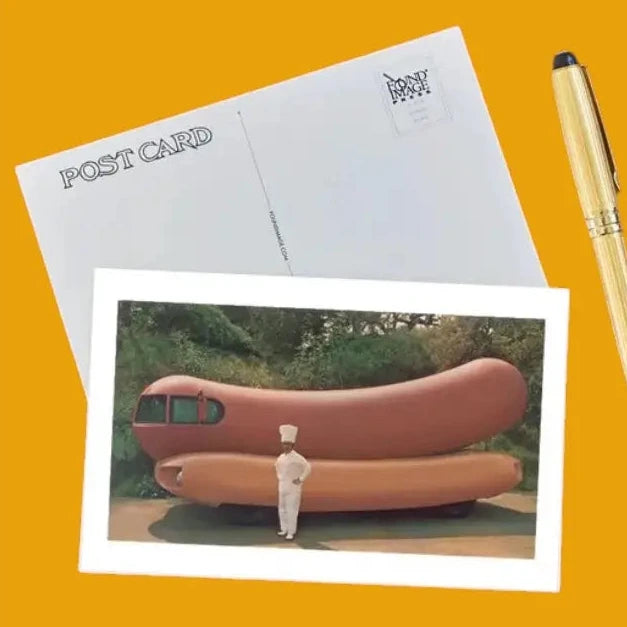 Wienermobile and Chef Postcard Fip | Friends Nyc Brooklyn Ny