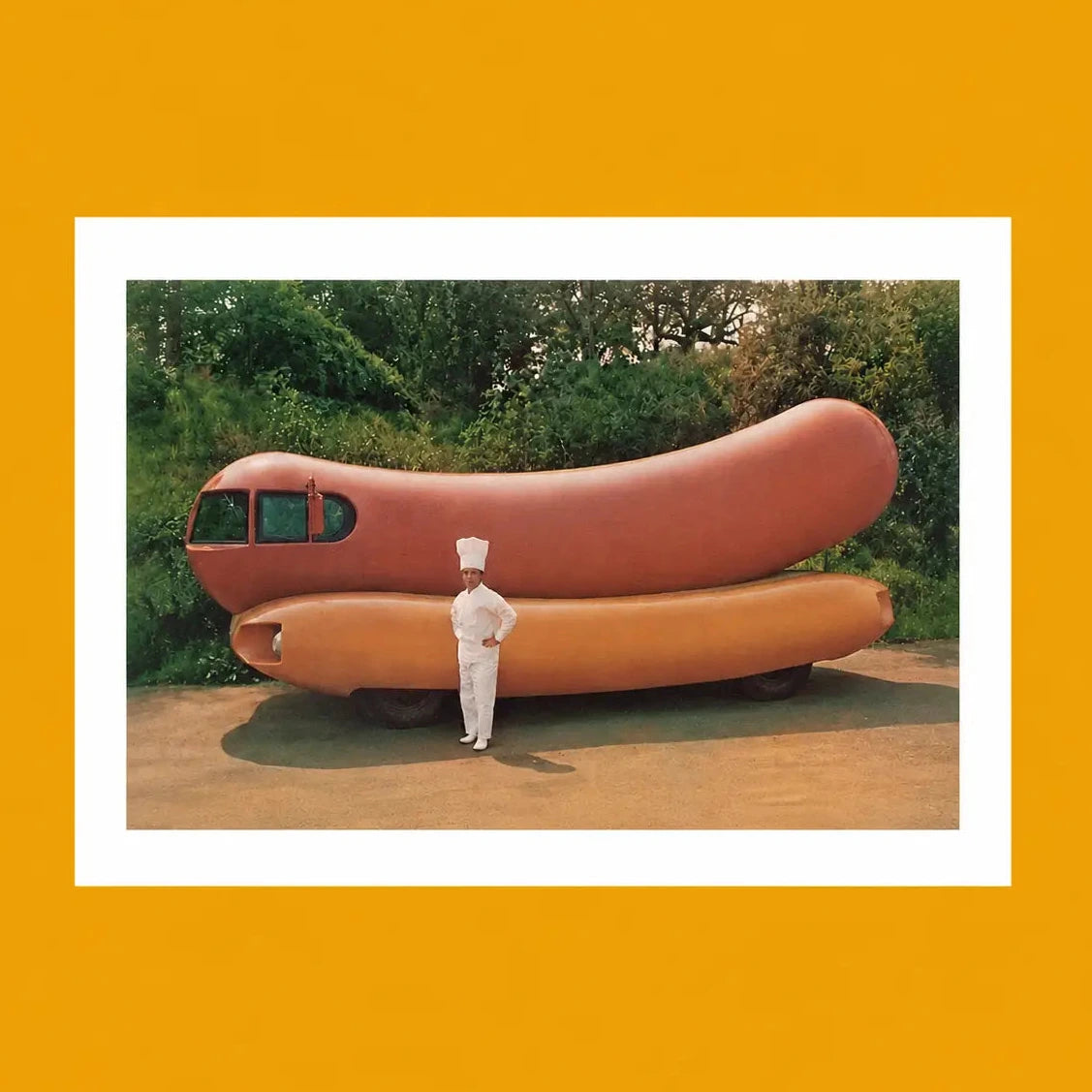 Wienermobile and Chef Postcard Fip | Friends Nyc Brooklyn Ny