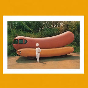 Wienermobile and Chef Postcard Fip | Friends Nyc Brooklyn Ny