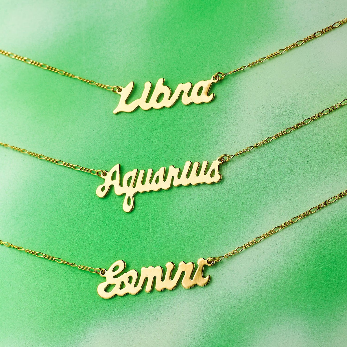 Zodiac Script Necklace Aquarius - Aries - Bling - Cancer - 