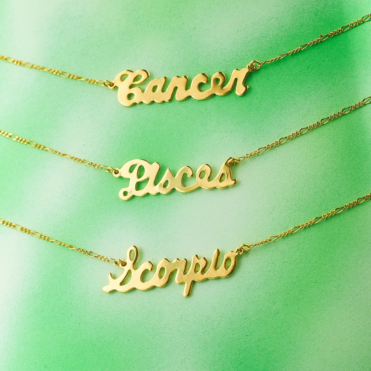 Zodiac Script Necklace Aquarius - Aries - Bling - Cancer - 