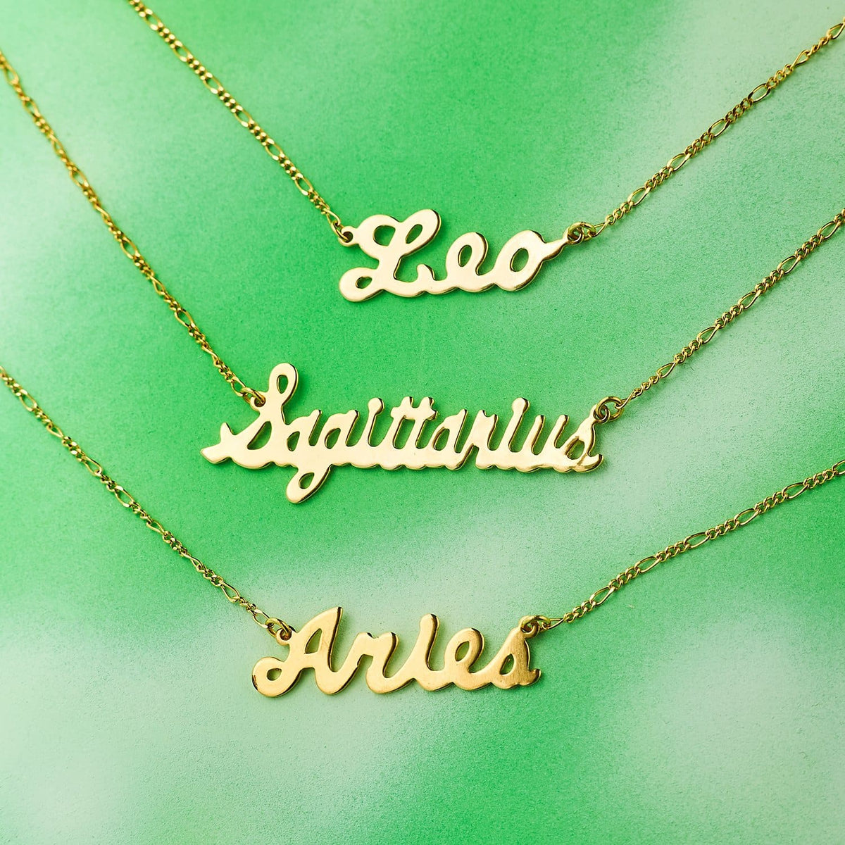 Zodiac Script Necklace Aquarius - Aries - Bling - Cancer - 