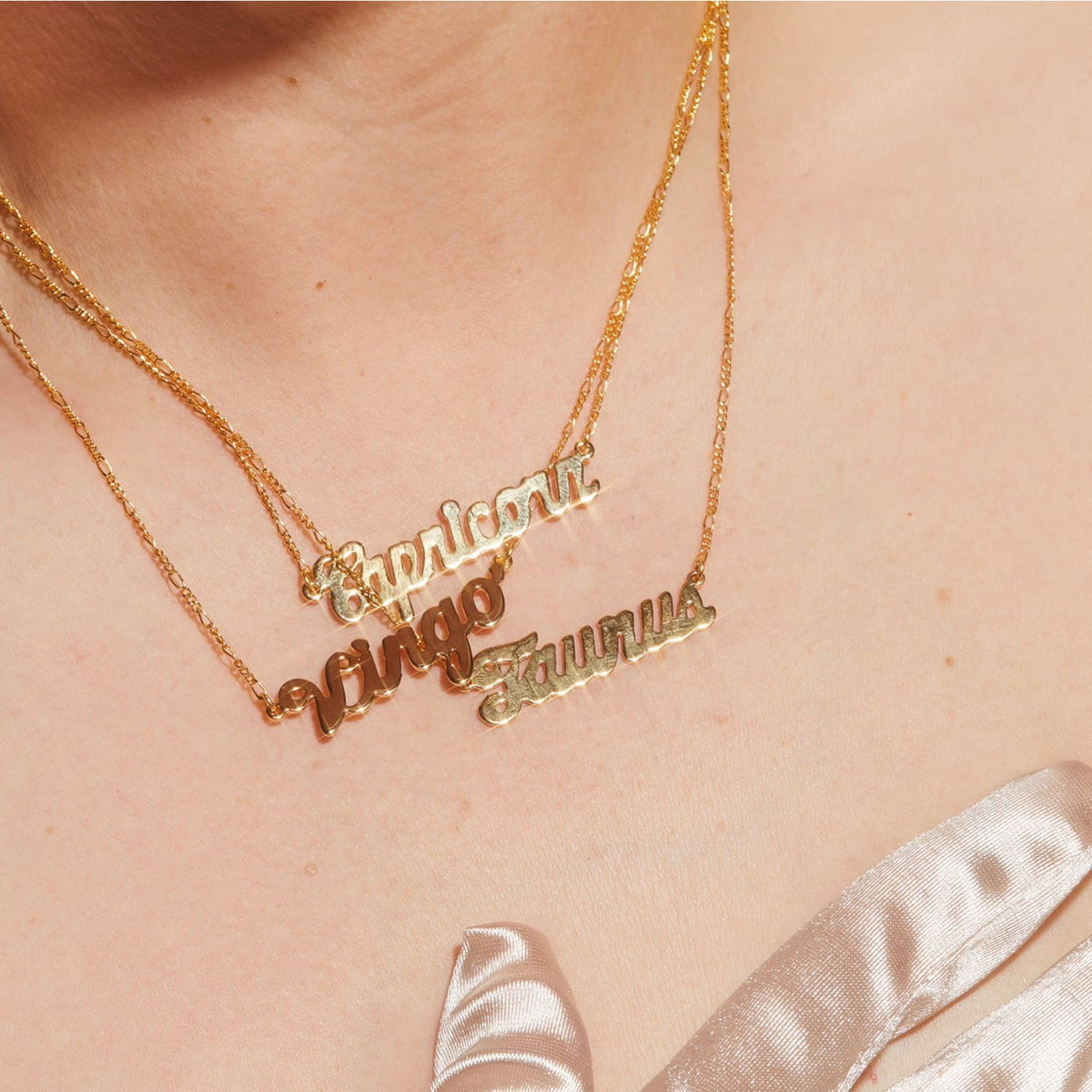 Zodiac Script Necklace Aquarius - Aries - Bling - Cancer - 