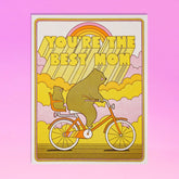 Best Mom Bear Greeting Card 70s - Bike - Cycling - 