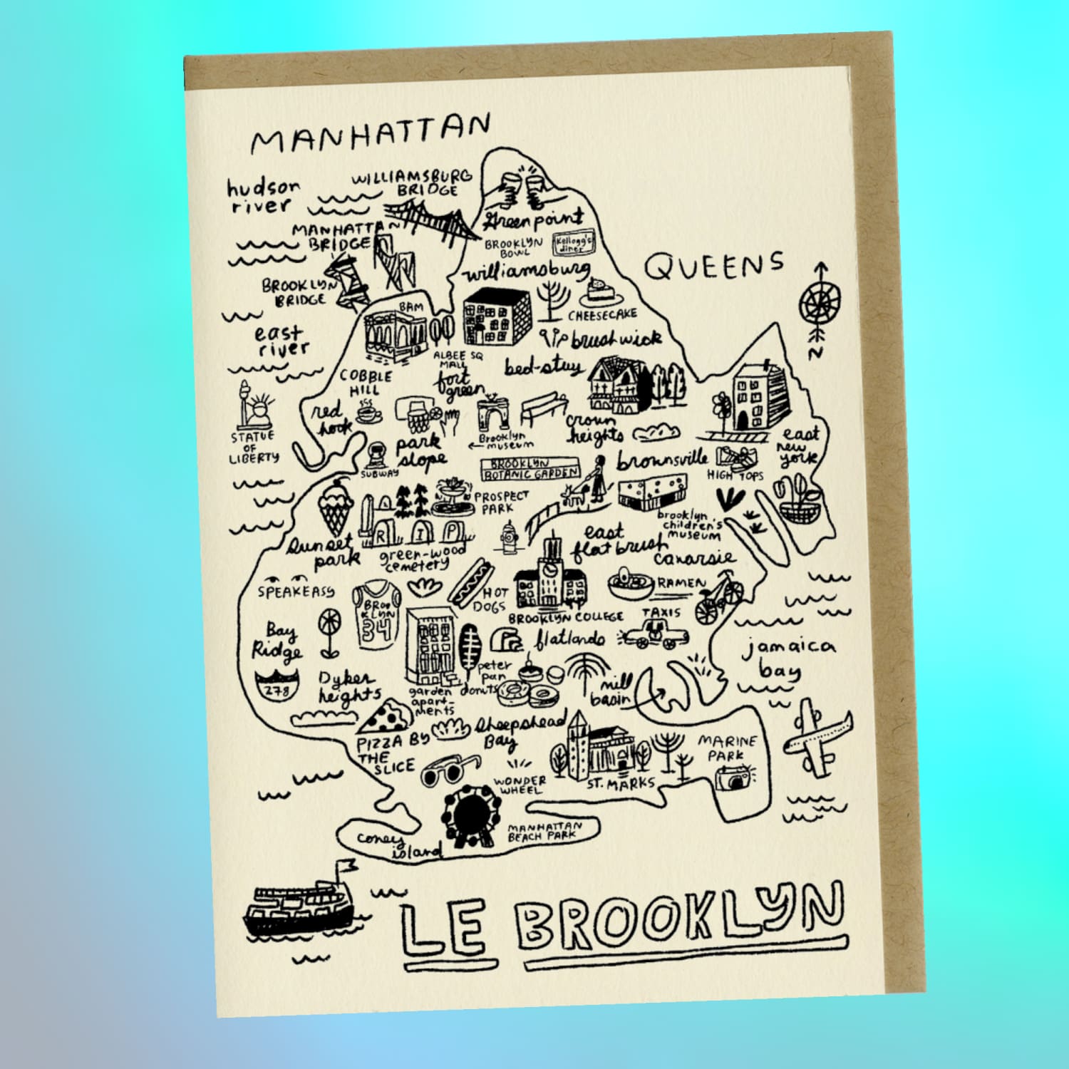 Brooklyn Map Greeting Card Groupbycolor - new York - City - 