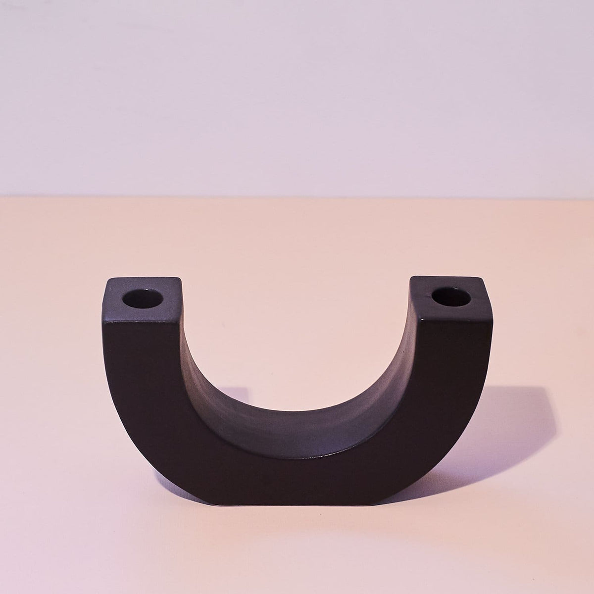 U-shaped Ceramic Taper Holder - Black Candle Holder - 