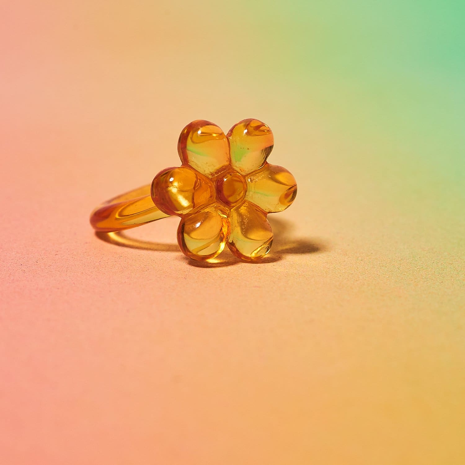 Flower Resin Ring 90s Baby - Style - Acrylic - Clear - 