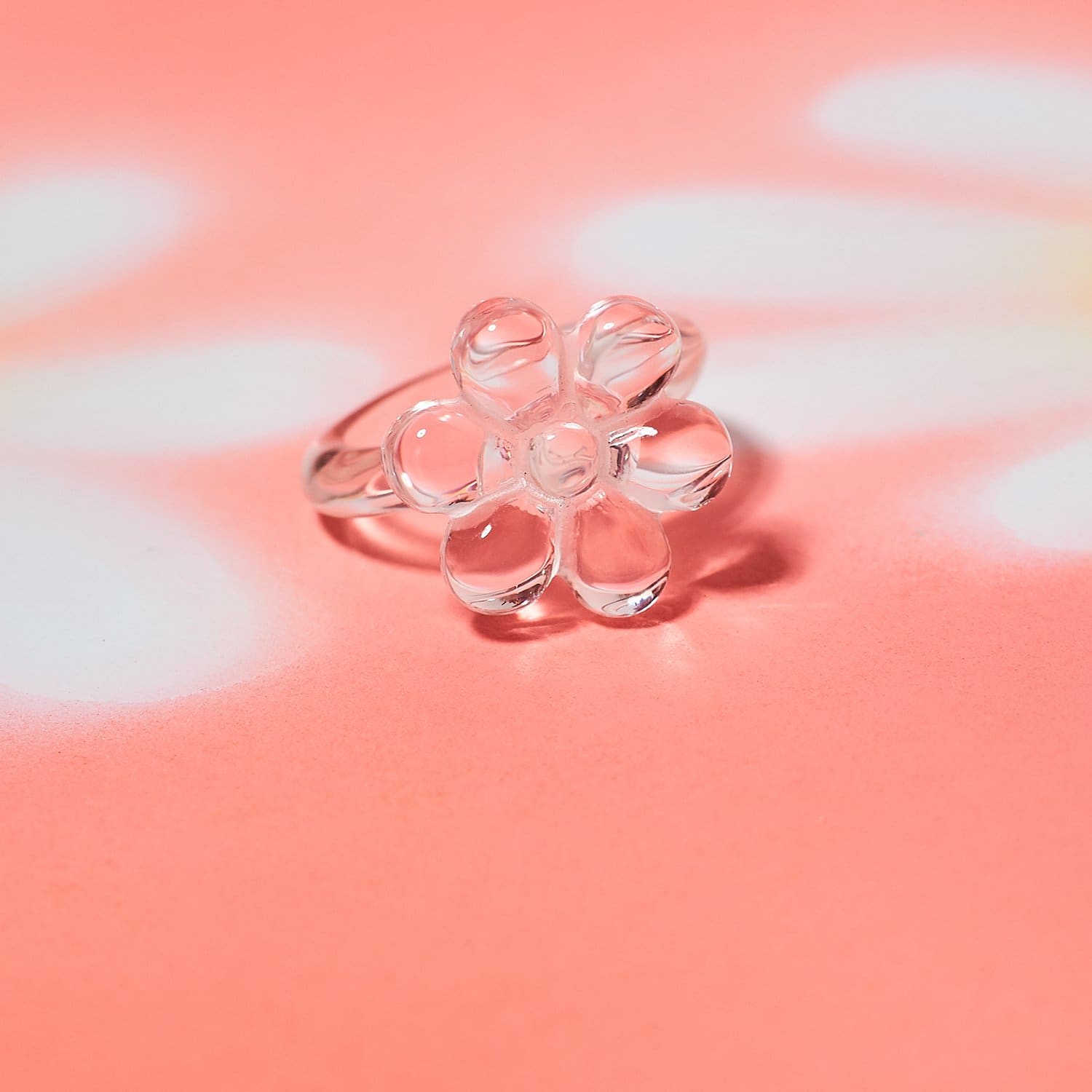 Flower Resin Ring 90s Baby - Style - Acrylic - Clear - 