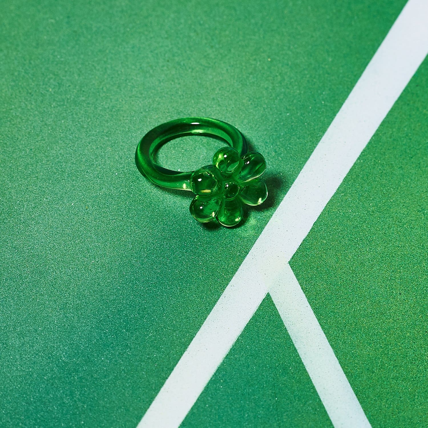 Flower Resin Ring 90s Baby - Style - Acrylic - Clear - 