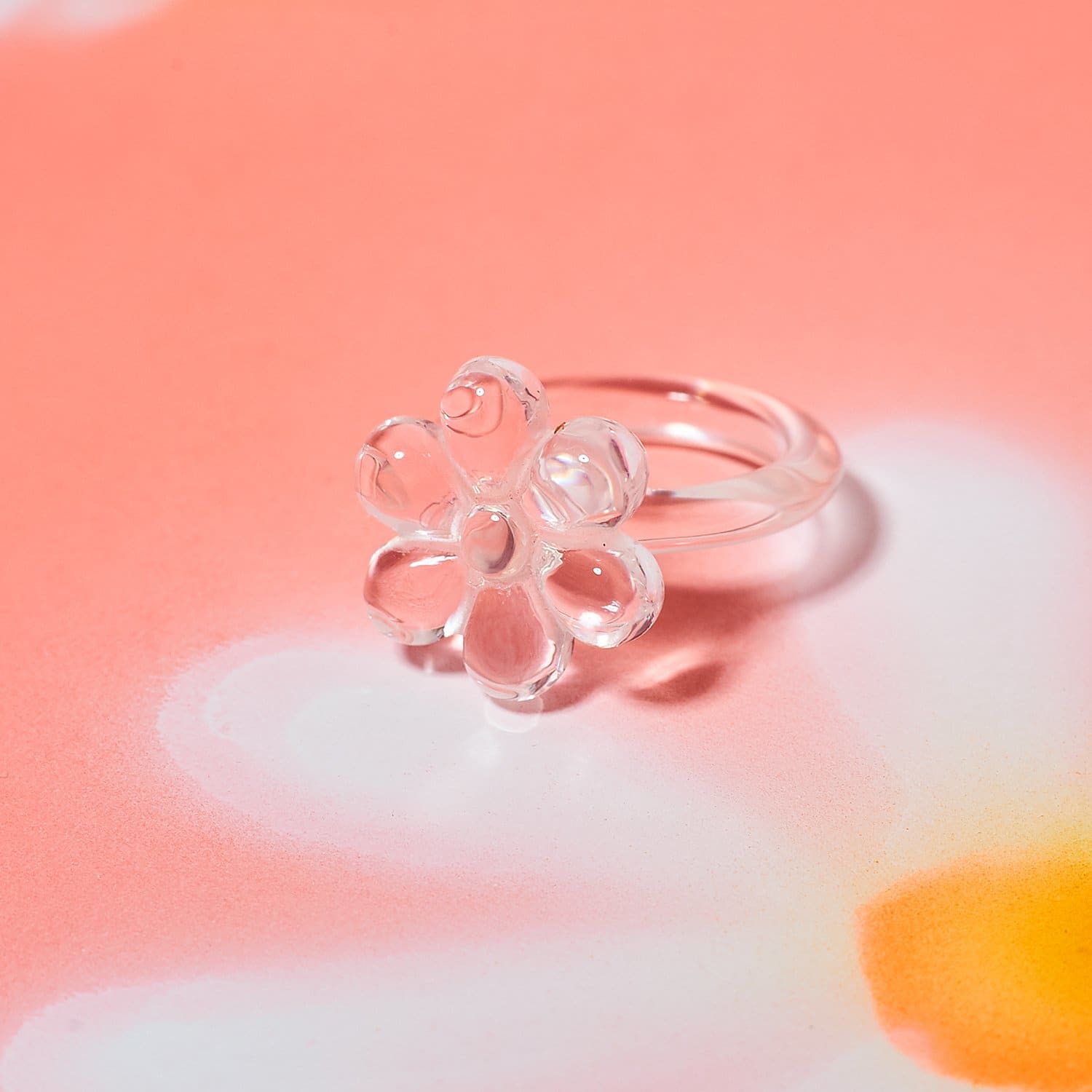 Flower Resin Ring 90s Baby - Style - Acrylic - Clear - 