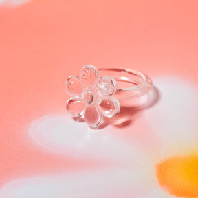 Flower Resin Ring 90s Baby - Style - Acrylic - Clear - 